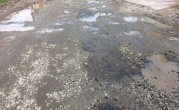 The stretch of Quamina Street between Camp and Waterloo streets that has developed new potholes (Photo by David Papannah) 