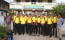 The Guyana national cricket team prior to their departure for Barbados yesterday to participate in the Regional One Day tournament (Keno George picture)