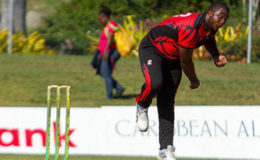 Fast bowler Roshon Primus … finished with two wickets against West Indies Under-19s. (Photo courtesy WICB Media)
