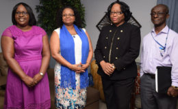 From left are Ministers of Public Health, Dr. Karen Cummings and Volda Lawrence with Pan American Health Organisation/World Health Organisation (PAHO/WHO) Director, Dr. Carissa Etienne and Country Representative PAHO/WHO, Dr. William Adu-Krow. (GINA photo)
