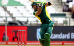 South Africa’s Faf du Plessis on the go during his innings of 185 yesterday.
