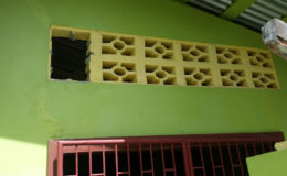  At left is the hole through which the thief gained entry to the pharmacy.