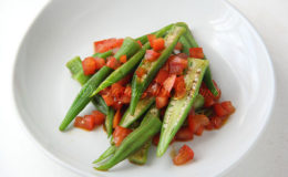 Okra & Tomato Salad with Soy, Lime, Ginger Dressing (Photo by Cynthia Nelson)
