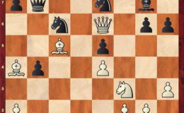 White: Wesley So
Black: Garry Kasparov1. Nf3 g6 2. e4 Bg7 3. d4 d6 4. c4 Bg4 5. Be2 Nc6 6. Nbd2 e5 7. d5 Nce7 8. h3 Bd7 9. c5 dxc5 10. Nc4 f6 11. d6 Nc8 12. Be3 b6 13. O-O Bc6 14. dxc7 Qxc7 15. b4 cxb4 16. Rc1 Nge7 17. Qb3 h6 18. Rfd1 b5 19. Ncxe5 fxe5 20. Bxb5 Rb8 21. Ba4 Qb7 22. Rxc6 Nxc6 23. Qe6+ Ne7 24. Bc5 (Diagram) Rc8 25. Bxe7. Black resigns. 1-0.
After 25. Bxe7 25... Bf8 26. Bxc6+ Qxc6 27. Rd8+ Rxd8 28.Bd6+ Be2 29. Qxe7 checkmate. 