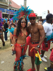Both the  writer and this reveler at carnival in Trinidad are displaying fit bodies