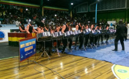 Buxton pan players triumph: GBTI/Buxton Pride Steel Orchestra emerged as winners in the Large Youth Band category last night at the 2017 Republic Bank of Guyana Annual Steel Pan Competition which was held at the Cliff Anderson Sports Hall. The Group from the East Coast brought the audience to their feet with loud applause with their rendition of ‘All ah we is one’. They scored 255 which saw them beating favourites, Pan Wave Academy and last year’s winners, North Ruimveldt Secondary School. GBTI/ Buxton Pride Steel Orchestra’s win saw them securing themselves a trip to Barbados in August for Carifesta XIII. Among last night’s winners were Queen’s College in the Small Youth Band category and the National School of Music Steel Orchestra in the Large Bands category. 