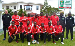 Members of the Guyana National u17 tam roster and management staff prior to their encampment ahead of competing in the “Tournoi Paul Chillan” in Martinique
