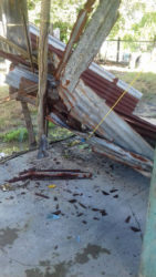 The shed which collapsed when the intruder jumped on it to escape