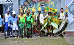 Today, Minister in the Ministry of Education, Nicolette Henry as well as media operatives were treated to a firsthand showcase of what can be expected when revelers from the Ministry take to the Mashramani Parade route on February 23. (Ministry of Education photo)
