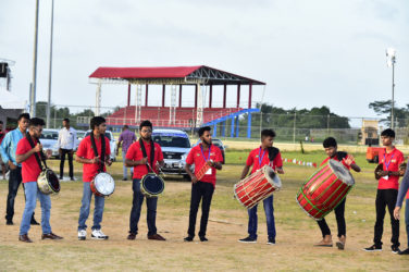 Members of the Dynamic Tassa Group entertaining the crowd yesterday at Leonora (Ministry of the Presidency photo)