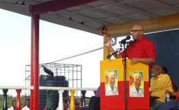 Former President Bharrat Jagdeo as he addressed the crowd. 