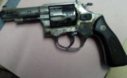 The revolver that police say was recovered from the suspected hitman
