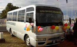 The newly commissioned 32-seater bus that will cater to transportation needs of students within the Lethem municipality