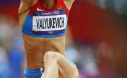 Russia’s Victoria Valyukevich competes during her women’s triple jump qualification at the London 2012 Olympics August 3, 2012 (REUTERS/Phil Noble) 