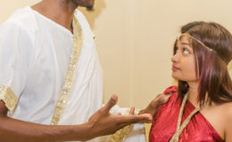  Actor Jamohl Alexander and actress Nirmala Narine in a scene from the upcoming play. 