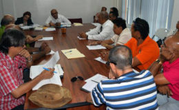 Opposition Leader Bharrat Jagdeo (centre at head table) meeting with some of the groups. (PPP photo)
