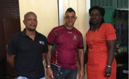 Pictured from left to right are Brian Backer, EPIC Guyana Director, comedian Chow Pow and Yvette Sancho, Sophia Juvenile Holding Centre Administrator