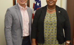 US Deputy Chief of Mission Terry Steers-Gonzalez (left) and Marcelle Fowler-Thomas