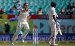 Australia fast bowler Josh Hazlewood celebrates the dismissal of Murali Vijay. (Reuters photo)