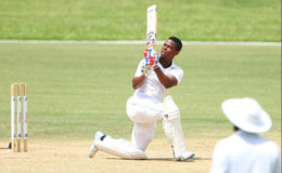 Guyana Jaguars batsman Shimron Hetmyer hitting the winning runs (Photo courtesy of WICB media)
