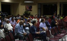 A section of the audience at last evening’s symposium on the constitutional reform process at the University of Guyana’s Turkeyen Campus. The turnout at the event was poor, despite its wide publicity.   (Photo by Keno George) 