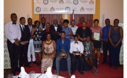 The awardees of The National Sports Commission (NSC) annual sports award ceremony pose for a photo on Friday evening at the Pegasus Hotel.