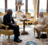 President David Granger yesterday met with the Queen of the United Kingdom, Queen Elizabeth II at Windsor Castle, Berkshire, England in a private meeting. A Ministry of the Presidency release reported Granger as saying that discussions centred around the Queen’s Commonwealth Canopy, a network of forest conservation initiatives, which involves all 52 countries of the Commonwealth.  The release said that these discussions were held in the context of President Granger’s ‘green’ State development agenda.  (Ministry of the Presidency photo)