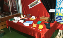 One of the booths with equipment on show at the exhibition at the University of Guyana’s Library. 