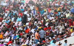 Part of yesterday’s crowd at the Providence stadium for the Windies versus Pakistan match. (Orlando Charles photo)