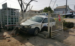 The collision with the fence