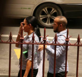 Maverick De Abreu and his common-law wife Tiffany Hubbard leaving the court together after the charges against him were dismissed