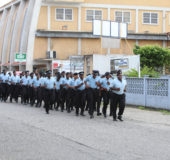 This troupe of police officers was spotted training along High Street yesterday morning. Even while jogging, the officers still managed to maintain their dapper appearance. (Photo by Keno George)