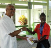 Claudrice McKoy and President David Granger upon her return to Guyana after her successful CARIFTA games outing where she copped a gold and silver medal
