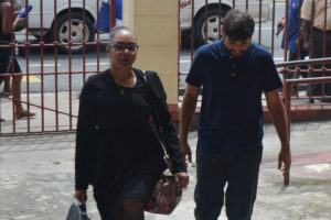 Stephen Vieira (at right) arriving at court with his lawyer, Latchmie Rahamat