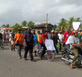 Protestors marching to the Canje Turn 