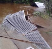 The flash flood caused one house to be washed away in Chenapau Village, Region 8. Photos courtesy of Edward McGarrell