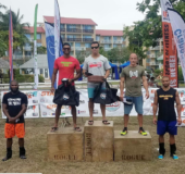The top five Barbados ‘Island Fit Games’ Men’s RX finishers pose for a photo following the grueling two-day event which was staged at the Divi SouthWinds Beach Resort. Guyana’s Dillon Mahadeo finished second overall after leading heading into the final event.