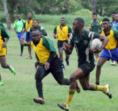 Ruggers of the national 15s squad competed for places in the starting line up during the Guyana Rugby Football Union (GRFU) conducted trials to assess the rugby talent pool ahead of the away game versus Barbados on Saturday. (Orlando Charles photo)