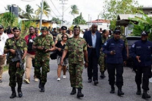 Joint police and army patrols in central Trinidad