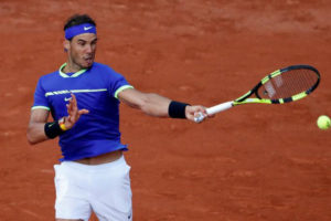 Spain’s  Rafael Nadal in action during his third round match against Georgia’s Nikoloz Basilashvili (Reuters/Christian Hartmann)