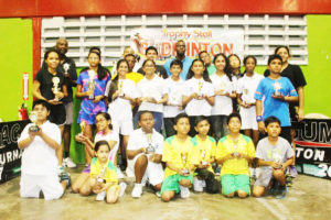Winners from the recent Guyana Badminton Association/Trophy Stall annual Independence tournament.