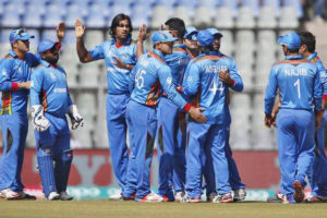 Afghanistan cricket team celebrate a wicket