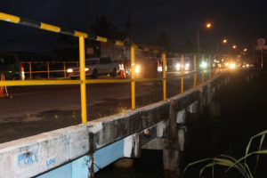 The eastern side of the bridge began to sink last night

