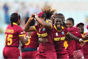 FLASHBACK!  The West Indies women’s team celebrates their T20 World Cup triumph.