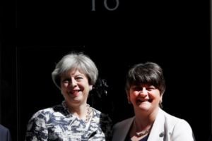 Britain’s Prime Minister, Theresa May, poses for a photograph with Democratic Unionist Party (DUP) Leader Arlene Foster, in front of 10 Downing Street, in central London, Britain June 26, 2017. REUTERS/Stefan Wermuth