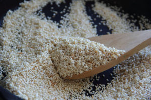 Toasting Sesame Seeds (Photo by Cynthia Nelson)