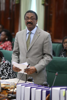 Attorney General Basil Williams SC speaking on the bill in Parliament