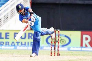 India captain Virat Kohli stylishly plays through the onside during his attractive hundred in the fifth ODI on Thursday. (Photo courtesy CWI Media) 