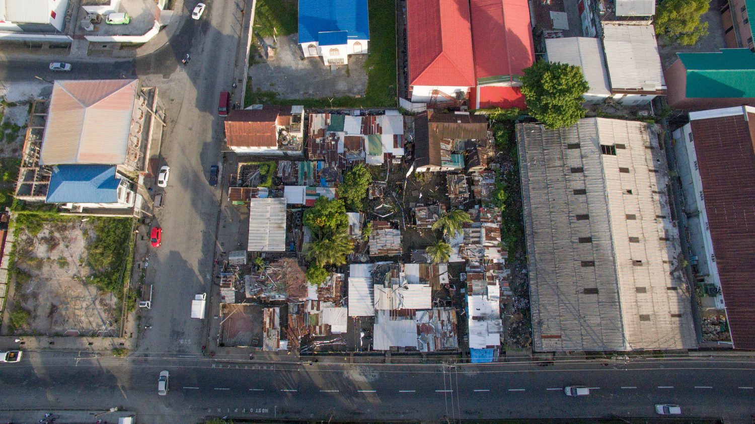 An aerial view of the community at Lombard and Broad streets
