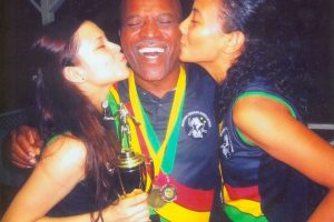 Thanks Coach! Coach Carl Ince with the Under-19 girl champs Mary Fung A Fat and Ashley De Groot after taking the 2012 title in Jamaica
